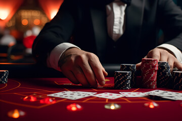 man playing poker in casino