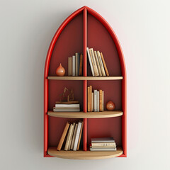 Beautiful red bookshelf