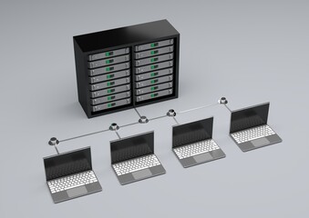 #7 Cloud computing - IA - Database - Network - Concept 3D schema - Diagram