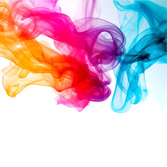 Realistic colorful smoke on white background