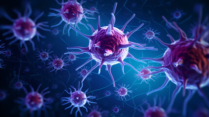 Cell background, virus cells, medical research background