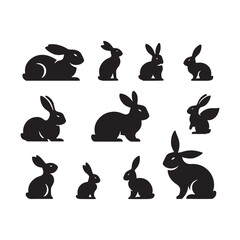 Enchanted Embrace: Bunny Silhouette Embracing the Enchantment Within a Realm of Graceful Rabbit Silhouettes - Rabbit Illustration - Bunny Vector
