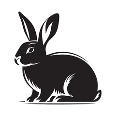 Fototapeta premium Moonlit Meadow: Bunny Silhouette Enhancing the Magic of Rabbit Silhouettes Beneath the Gentle Moonlight - Bunny Silhouette - Rabbit Vector 