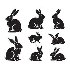 Radiant Reverie: Bunny Silhouette Bringing Radiance to a Dreamy Realm of Enchanted Rabbit Silhouettes - Bunny Silhouette - Rabbit Vector
