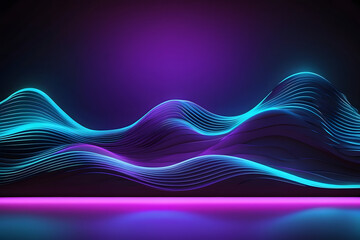 Blue Wave Energy Flow: Abstract Digital Illustration with Light and Motion, Futuristic Design in Purple and Black