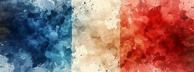 A watercolor painting that interprets the French flag with a seamless gradient, symbolizing the country's heritage with a fresh, artistic perspective.