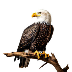  Bald eagle sitting on transparent background