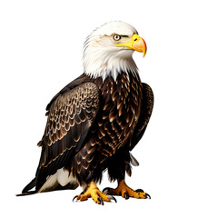 Fototapeta premium Bald eagle sitting on transparent background