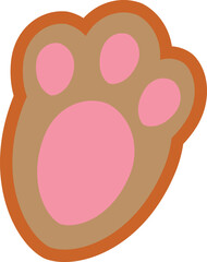 Sugar cookie with Easter bunny’s paw. Easter cookie template