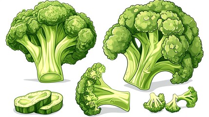 ripe juicy whole broccoli and its half