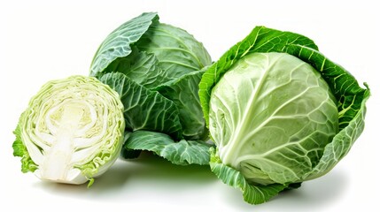 Fototapeta premium ripe juicy cabbage whole and its half