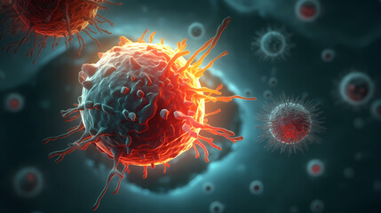 Obraz premium Cell background, virus cells, medical research background