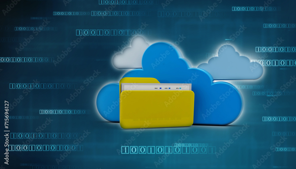 Poster 3d rendering cloud computing concept, cloud internet technology concept background, cloud computing 