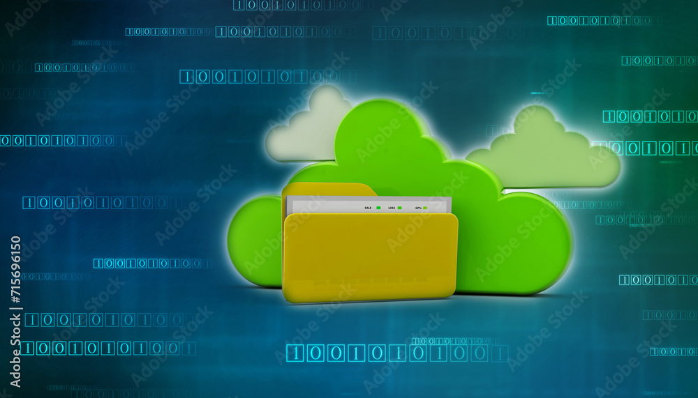 Poster 3d rendering cloud computing concept, cloud internet technology concept background, cloud computing 