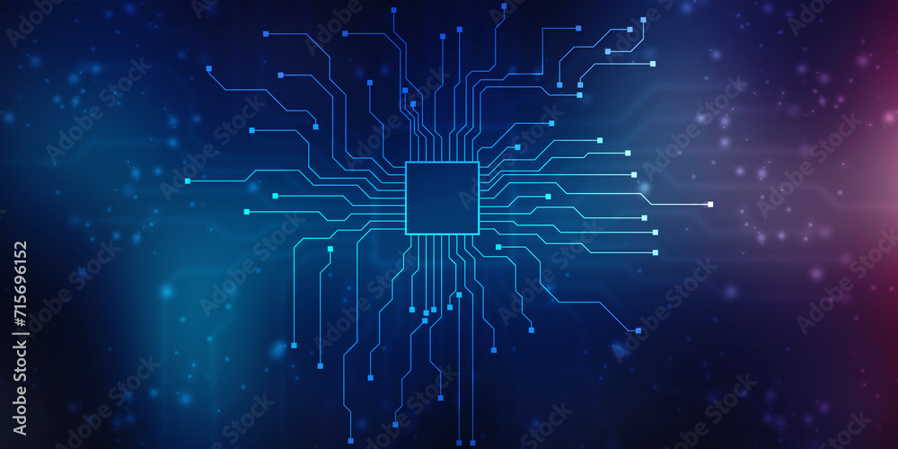 Fototapete abstract futuristic circuit board illustration, circuit board with various technology elements. circ