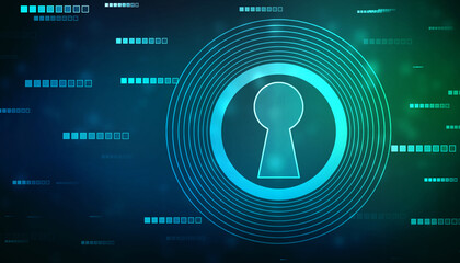 Lock Key Hole on digital screen,cyber security concept background. Data protection Cyber Security Privacy Business Internet Technology Concept