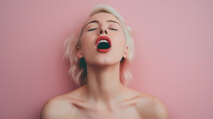 woman having orgasm - obrazy, fototapety, plakaty