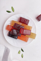 Healthy sugar free homemade jelly marmalade. Healthy food, diet, children snacks