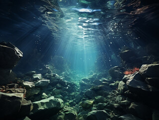 Obraz premium Arctic Landscape with Underwater Iceberg in the Ocean or Sea created with Generative Ai