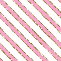 Colorful Stripes with golden lines seamless pattern 