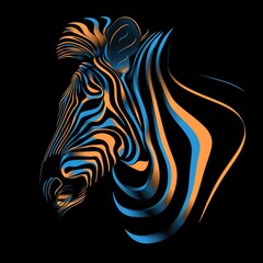 Obraz premium Flat Logo Design of a Zebra 