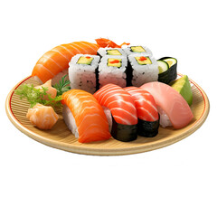 3D Rendering of a Japan Famous Dish Sushi on Transparent Background - Ai Generated