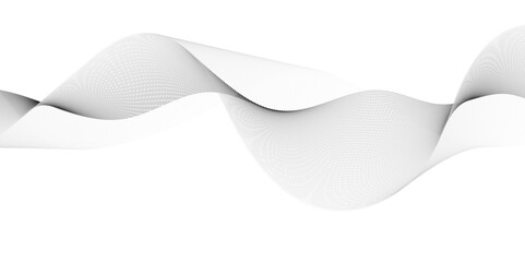 Undulate Grey Wave Swirl, frequency sound wave, twisted curve lines with blend effect. Technology, data science. Vector illustration.