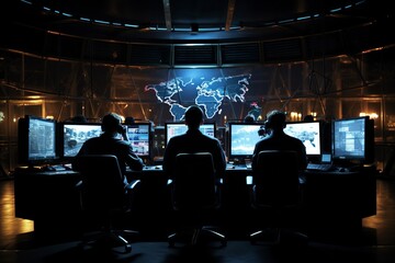Modern Cyber Attack Simulation with Specialist Team in Bright, Modern Training Room or Laboratory - obrazy, fototapety, plakaty