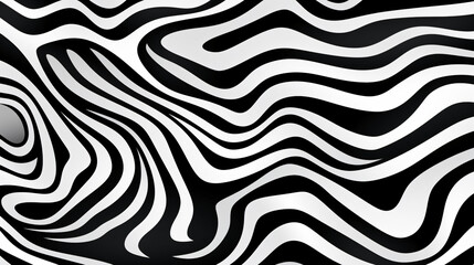 a black and white zebra print wallpaper, in the style of surrealistic distortion, freeform minimalism, rounded, psychedelic artwork, shaped canvas