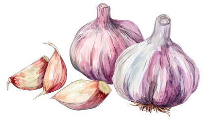 whole ripe garlic and its half