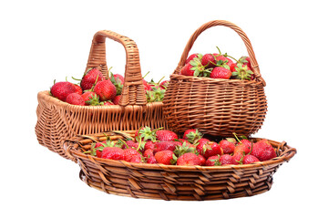 Fototapeta na wymiar Basket with fruits strawberriys isolated