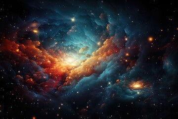 Vibrant celestial hues swirl among glittering stars, capturing the beauty and wonder of the vast universe