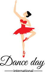 Naklejka premium International Dance Day. Ballerina dancing on a white background.