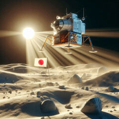 Chandrayaan Moon Sniper successful landing on the moon with Japan flag AI generated