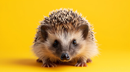 Fototapeta premium Hedgehog Day Celebration: Adorable Hedgehog isolated on Pastel Canvas Background. 