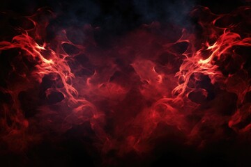 Dark Red Flames Fractal Smoke Texture with Mysterious Aura and Magically Fiery Atmosphere - obrazy, fototapety, plakaty
