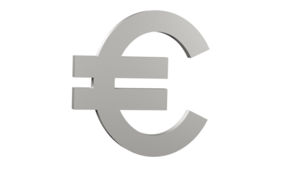 Isolated silver euro sign