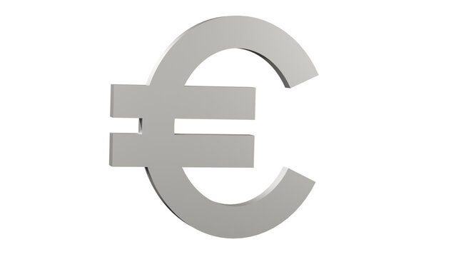 Isolated silver euro sign