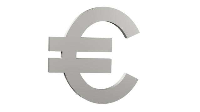 Isolated silver euro sign