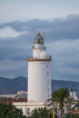 Malaga: La Farola lighthouse. - obrazy, fototapety, plakaty