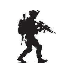 Duty's Symphony: Soldier Silhouette Series Unveiling the Harmonious Dedication to Military Duty - Soldier Illustration - Soldier Vector - Military Silhouette
