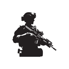 Symphony of Service: Army Soldier Silhouettes Creating a Harmonious Symphony of Military Dedication - Military Illustration - Military Vector
