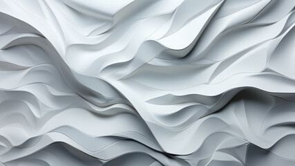 Sculptural white liquid waves abstract. Three-dimensional effect. Composition for landing, template or presentation. Inspiration of 3d movement art. Contemporary trendy design, poster, cover, header