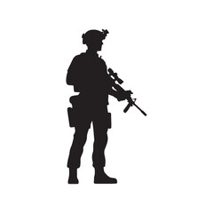 Shadows of Honor: Soldier Silhouette Ensemble Depicting the Valor and Devotion to Duty - Soldier Illustration - Soldier Vector - Military Silhouette
