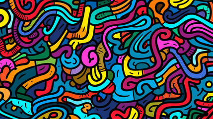 Funny doodle seamless pattern, artistic background