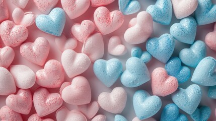Fototapeta na wymiar Soft Pastel Hearts Array - Creamy Matte Finish Creating Gentle Ambiance, Valentine's Day Concept