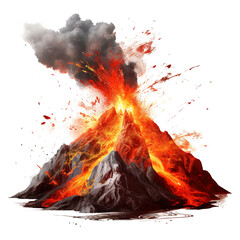 volcano eruption with lava isolated on transparent background Remove png, Clipping Path, pen tool, white