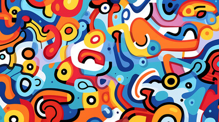 Funny doodle seamless pattern, artistic background
