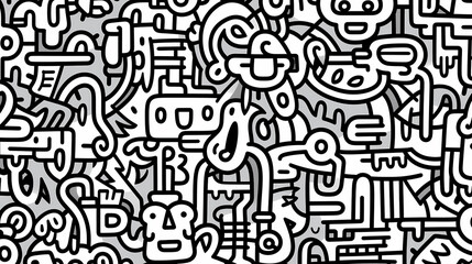 Funny doodle seamless pattern, artistic background