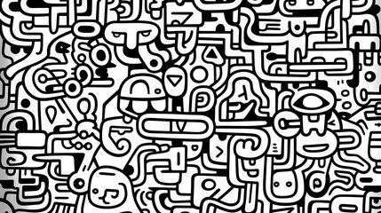 Obraz premium Funny doodle seamless pattern, artistic background